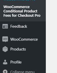 Extra fees menu in sidebar of WordPress