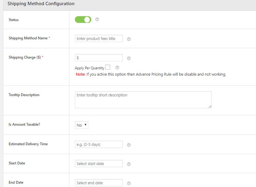 How to Add a Custom Fee in WooCommerce? 7 Shipping Method Configuration Form - Flat Rate Shipping Method for WC