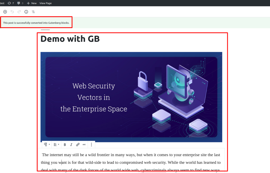 WordPress Post/Page after Converting from Classic Post to Gutenberg Blocks