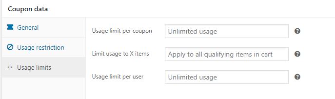 Figure 4 – Adding Usage Limits for a Discount Coupon in WooCommerce using the default method