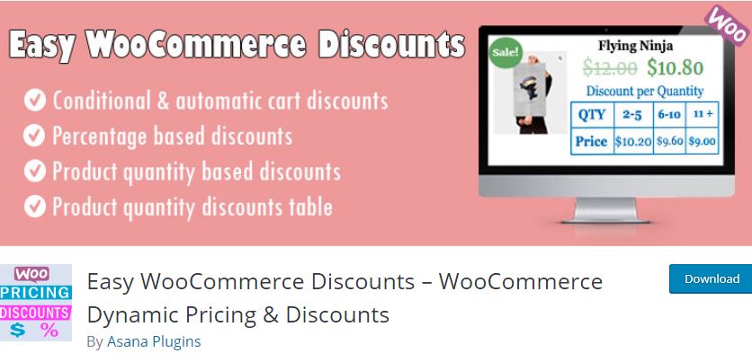 10 Best Bulk Discount Plugins for your WooCommerce 11 Plugin 10 - Easy WooCommerce Discounts – WooCommerce Dynamic Pricing & Discounts