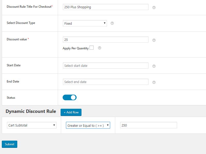 How to Enable Discounts & Coupons in your WooCommerce Store? 10 Figure 10 - Case 2 – Give a Discount of $25 when Cart Value is above $250