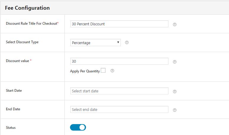 How to Enable Discounts & Coupons in your WooCommerce Store? 3 Figure 3 - Fee Configuration Section of WooCommerce Conditional Discount Rules For Checkout Plugin