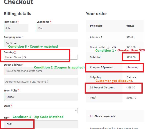 Figure 7 - Advanced Coupon Applied to Cart Successfully