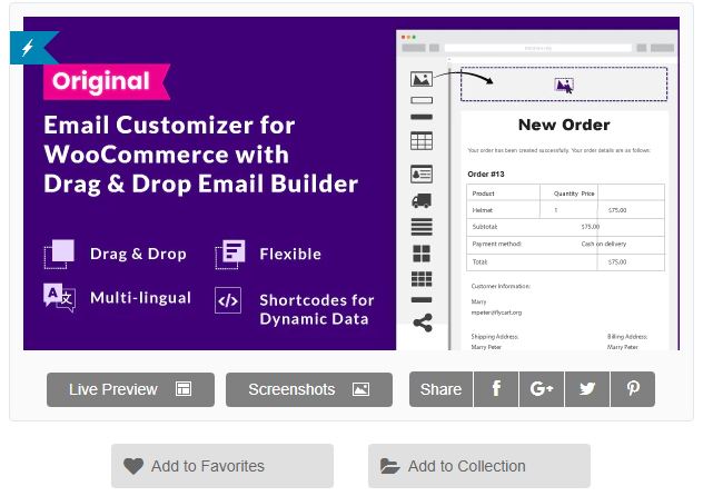 Figure 2 - Email Customizer for WooCommerce with Drag and Drop Email Builder - List of 10 Best Email Customizer Plugins (WooCommerce)