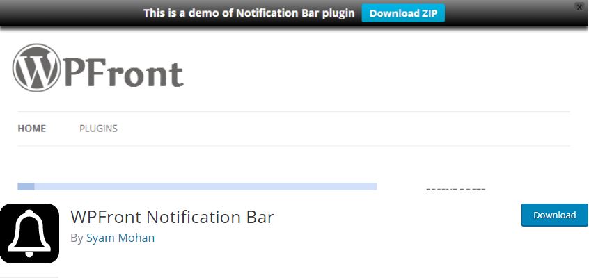 8 Best WordPress Notification Bar Plugins 1 Figure 1 - WPFront Notification Bar - List of the top 8 WordPress Notification Bar Plugins