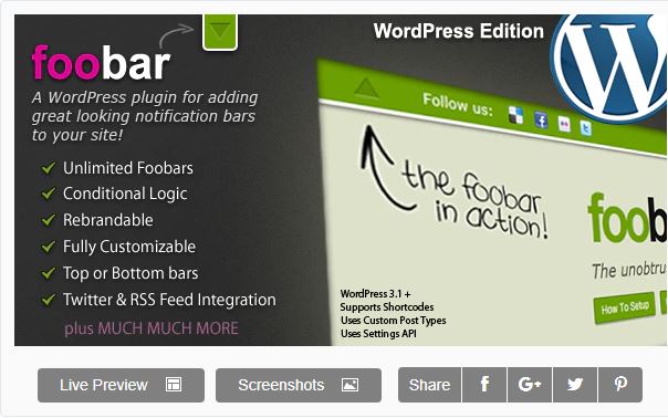 8 Best WordPress Notification Bar Plugins 8 Figure 7 - Foobar - List of the top 8 WordPress Notification Bar Plugins