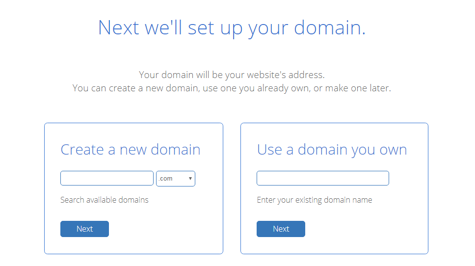 Choose your domain for the new website