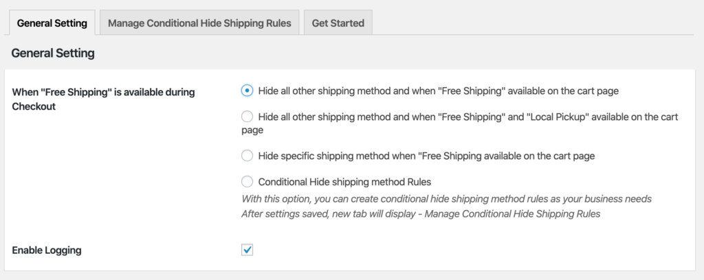 Hide shipping for WooCommerce