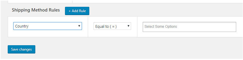 The section for adding Shipping Method Rules - Advanced Flat Rate Shipping Plugin