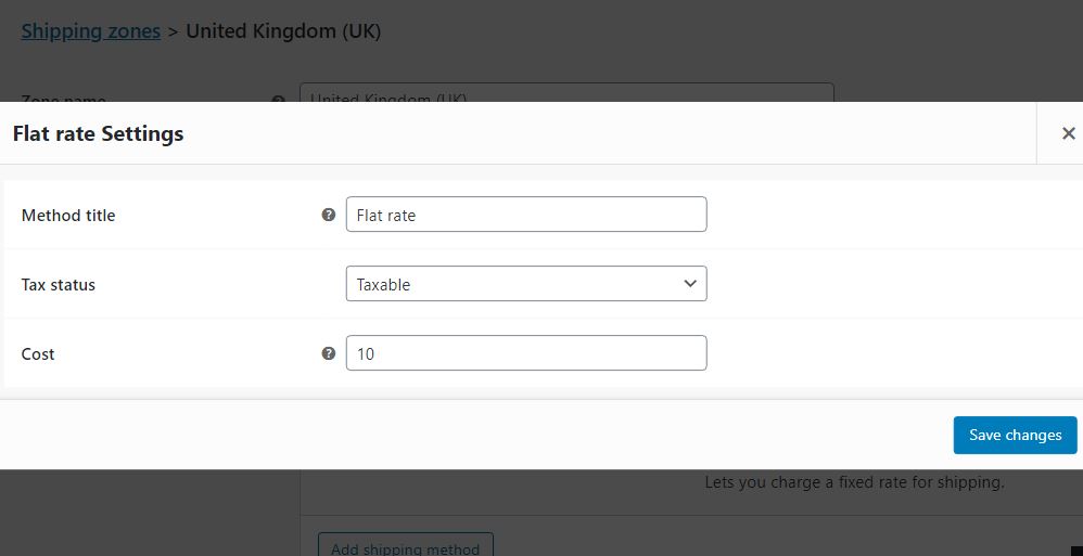 Standard Vs Flat Rate Shipping Fee in WooCommerce 1 Figure 1: Adding Flat Rate Shipping Charges in WooCommerce using Standard Options Available