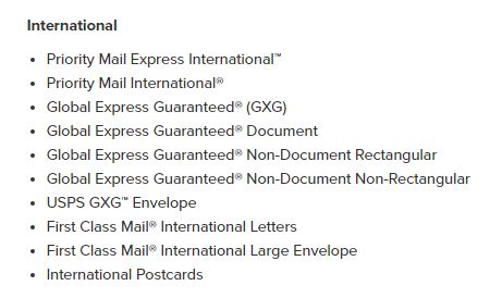 Figure 3: International Shipping through USPS