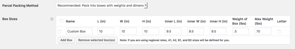 Figure 5: Box Packing Feature of USPS Shipping Method in WooCommerce