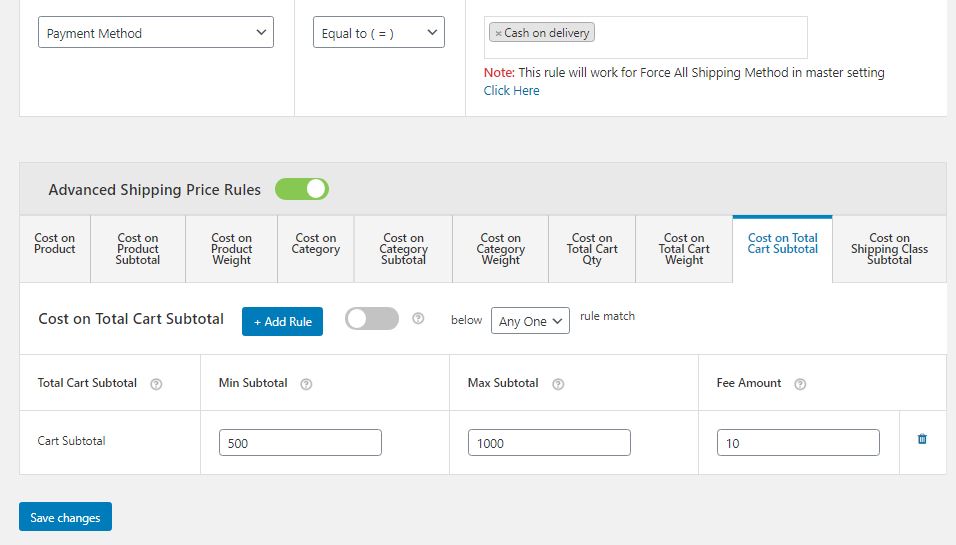 Figure 14: Create Table Shipping Rate as Per Payment Method and Cart Subtotal