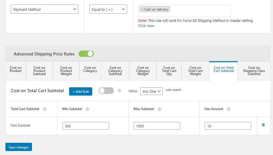 How to I set table rates Shipping in WooCommerce? 14 Figure 14: Create Table Shipping Rate as Per Payment Method and Cart Subtotal