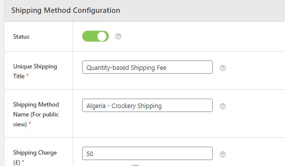 Figure 2: Fixing Cart Quantity-based Shipping Fee for a Country - Example
