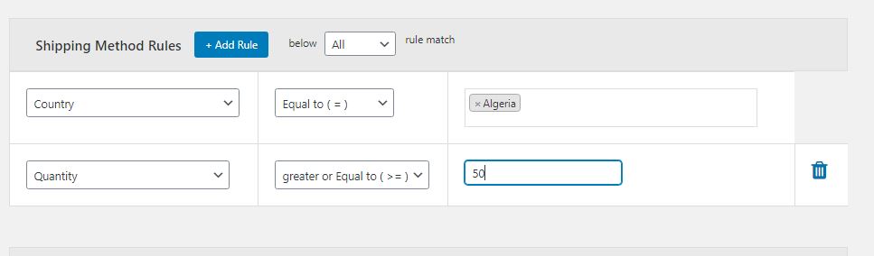 Set up Quantity-based Flat Rate Shipping on WooCommerce 4 Figure 3: Adding the Country and Cart Quantity based rules to the method