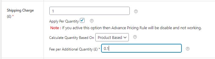 Figure 5: Adding quantity-based fee for the products