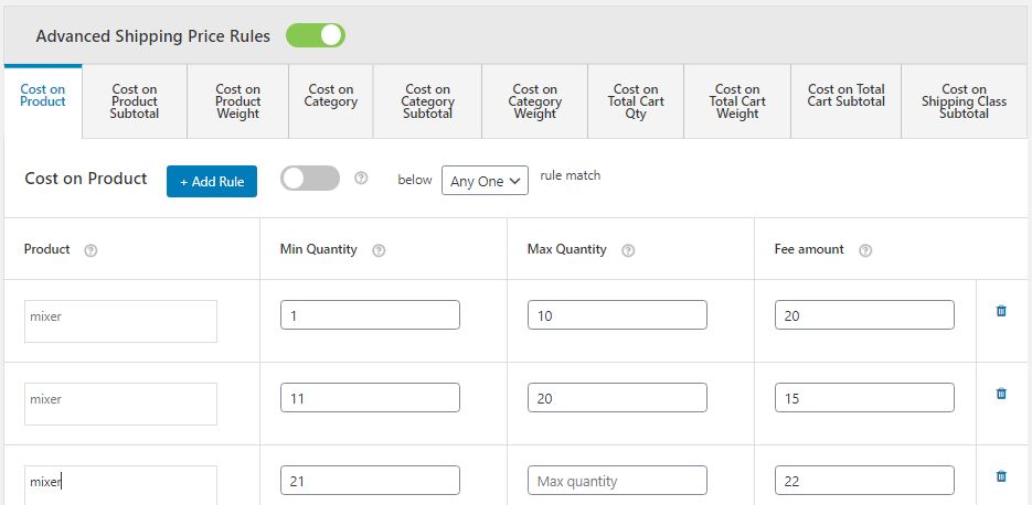 Set up Quantity-based Flat Rate Shipping on WooCommerce 8 Figure 7: Creating Table-rate Quantity-based Shipping Fees for your Shop