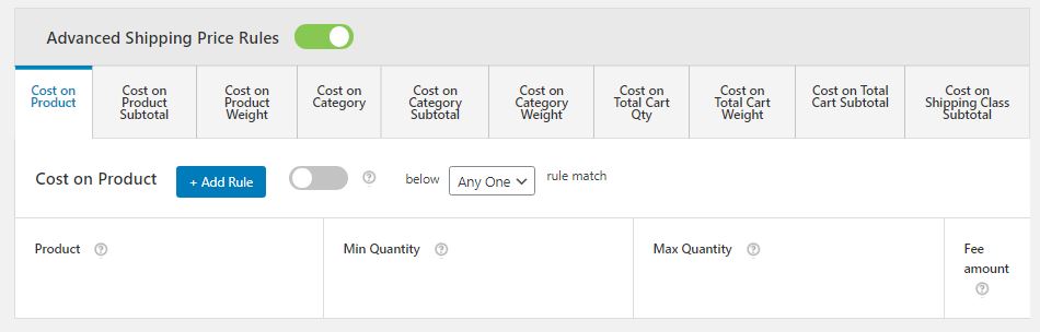 Figure 6: Section through which you can add multiple advanced shipping price rules