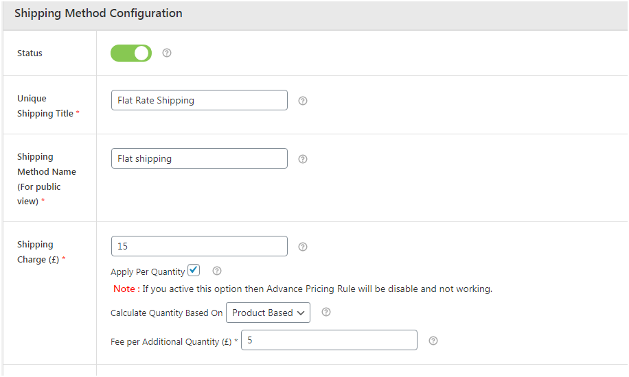 How to charge WooCommerce shipping by item with Ease? 2 Figure 2 - Adding details in the Shipping method configuration section