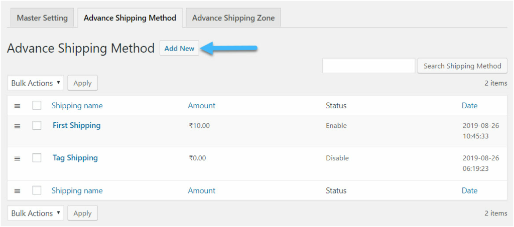 How to Calculate Shipping Rates for Various Products Types in the WooCommerce Cart? 4 Figure 4 : Create Shipping Method using the Advanced Shipping Method Plugin for WC