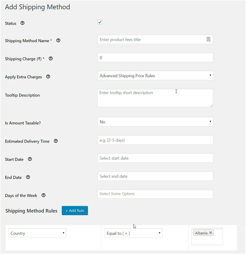 How to Calculate Shipping Rates for Various Products Types in the WooCommerce Cart? 5 Figure 5 : Add basic details like shipping fee, delivery time, name, etc for your method