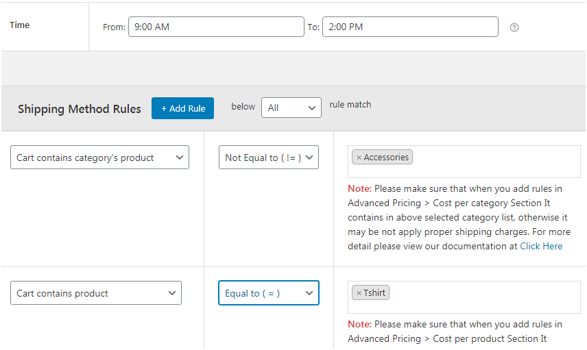 How to Calculate Shipping Rates for Various Products Types in the WooCommerce Cart? 6 Figure 6 : Add shipping method basic rules to your method