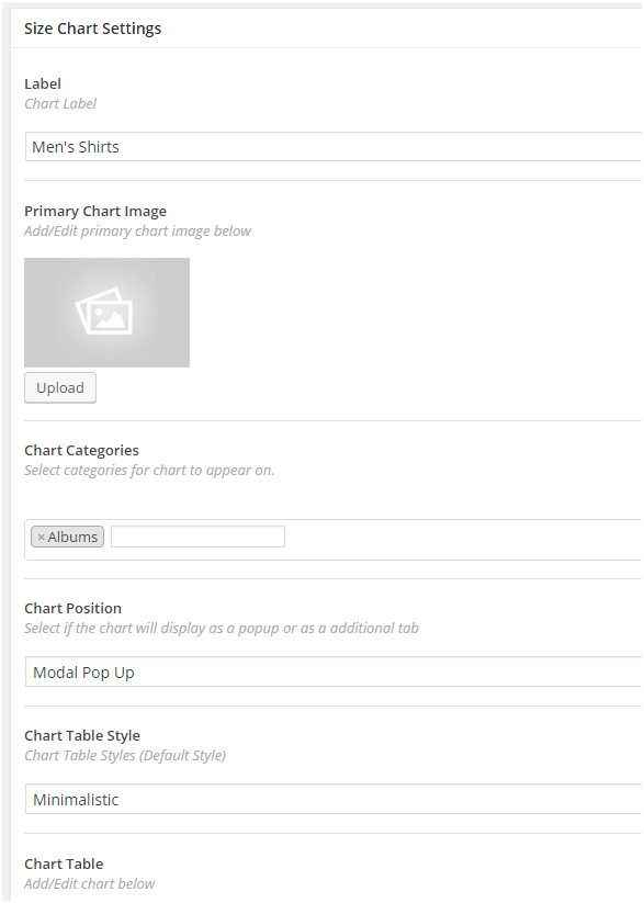 Figure 4 - Adding Label, image, position, categories, table style, etc.