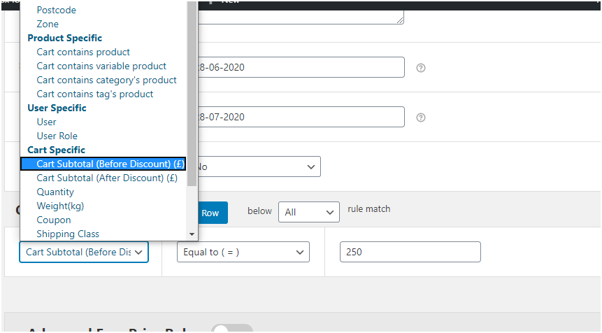 How to add rules based WooCommerce extra fees? 4 Figure 4 - Adding rules - Case 1