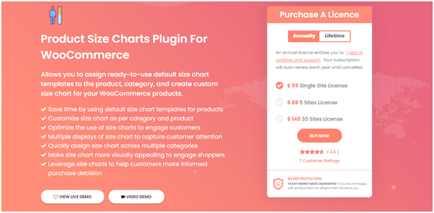Plugin 1 - WooCommerce Advanced Product Size Charts - one of Top 15 WooCommerce size guide plugins