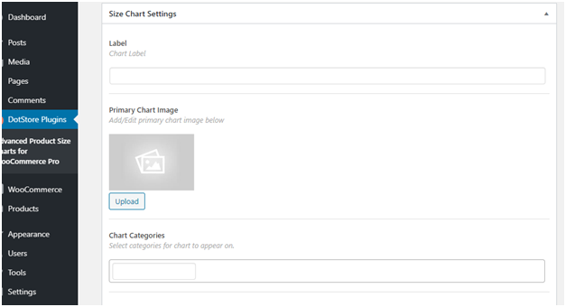 Figure 5 - Add label, chart image, categories/products for which it should be visible