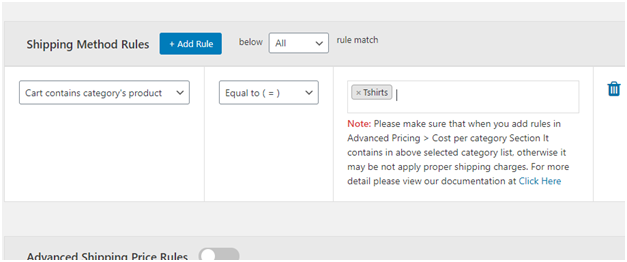 Figure 5 :- Product name based shipping method rule