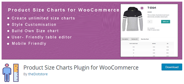 Figure 1 - Product Size Chart Plugin for WooCommerce by DotStore