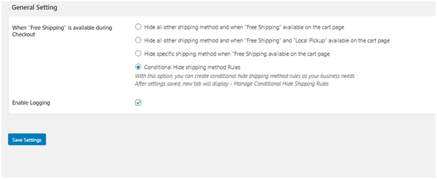 How to Hide the Shipping Method Depending On Day Time in WooCommerce 2 Figure 1: General Settings in Hide Shipping Plugin for WooCommerce