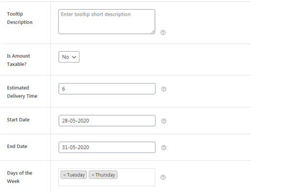 Figure 2 - Filling details related to your table rate shipping or flat rate shipping method