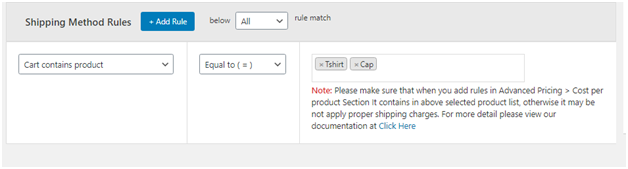 Apply Free Shipping for Specific WooCommerce Products 4 Figure 4: Apply 0 Cost shipping for more than one product type in WooCommerce