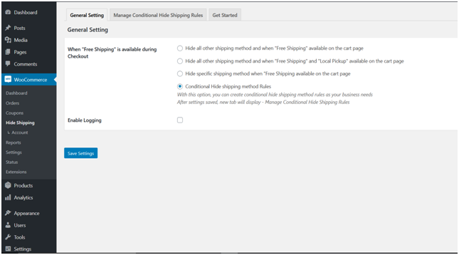How to Hide Shipping Methods Based on Order Weight? 2 Figure 1 - General Settings - Hide Shipping Plugin