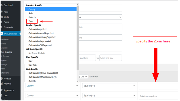 Figure 4 - Use case 2 - Hide Shipping Methods as per Shipping Zone/Address