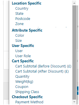 Apply Free Shipping for Specific WooCommerce Products 6 Figure 6: A few conditions with which you can apply free shipping for a specific product