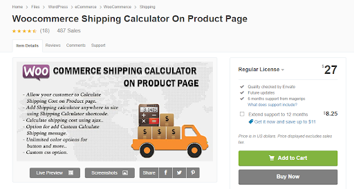 Woocommerce Shipping Calculator On Product Page plugin