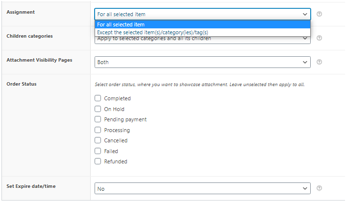 Figure 5 - Exclude/include selected items