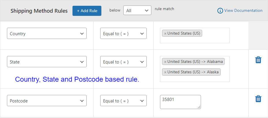 Location based shipping rule