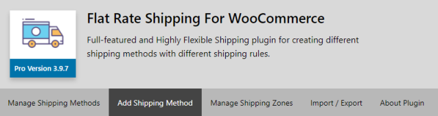 Plugin Main Dashboard – Advanced Flat Rate Shipping Plugin for WooCommerce