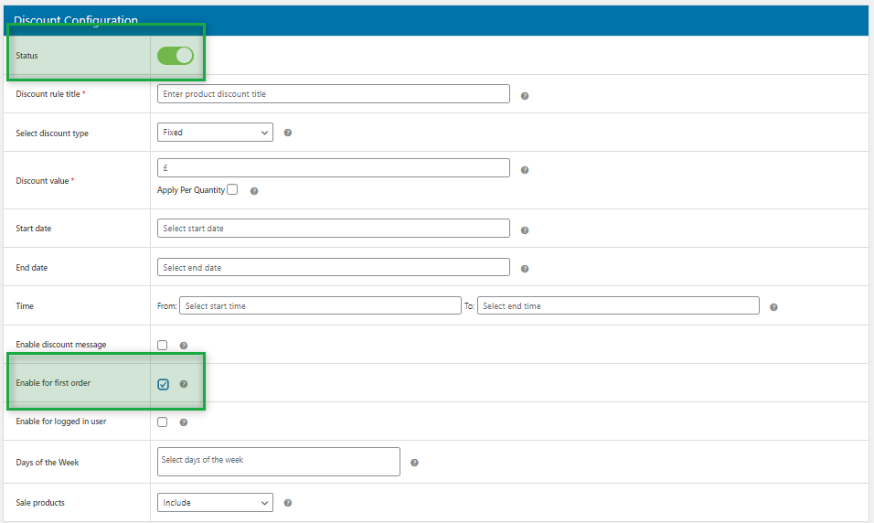 How to Create a First Order Discount in WooCommerce? 3 configuration settings