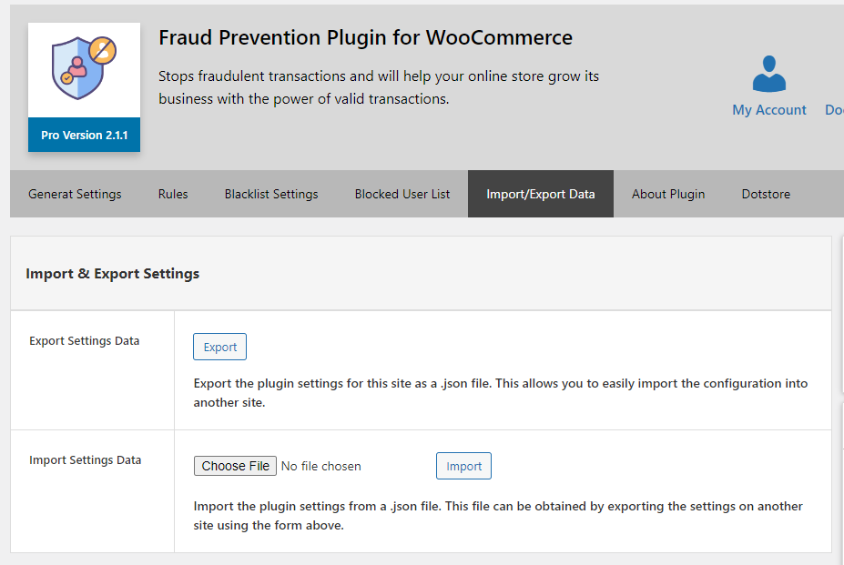 The Definitive Guide to The WooCommerce Fraud Prevention Plugin 14 import-and-export-settings-with-fraud-prevention