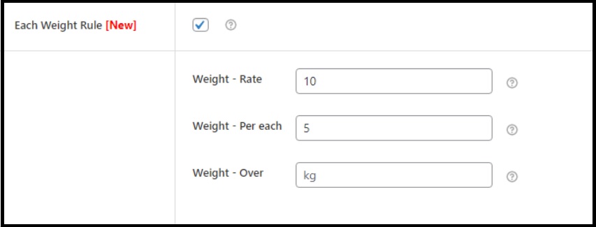 Set weight rules