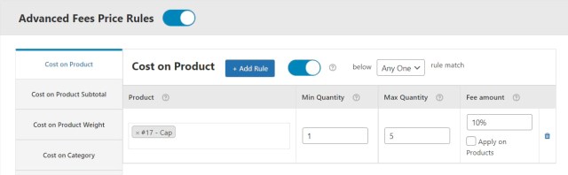 Advanced fee rule