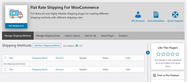 Adding a new shipping method with the Flat Rate Shipping Plugin