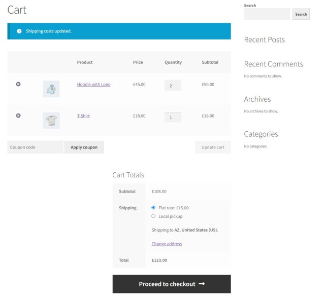 WooCommerce Flat Rate Shipping: How To Setup with Plugins 7 Showing a flat rate in the cart based on geographical location